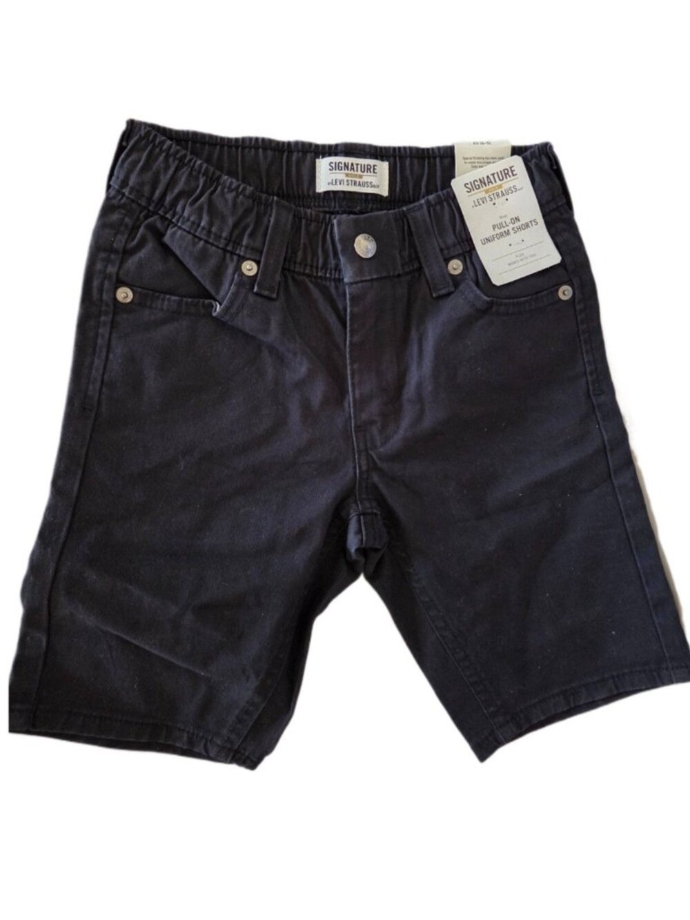 New Levi Strauss Signature Gold Boys Black Pull-On Uniform Shorts Sz XS (4-5)